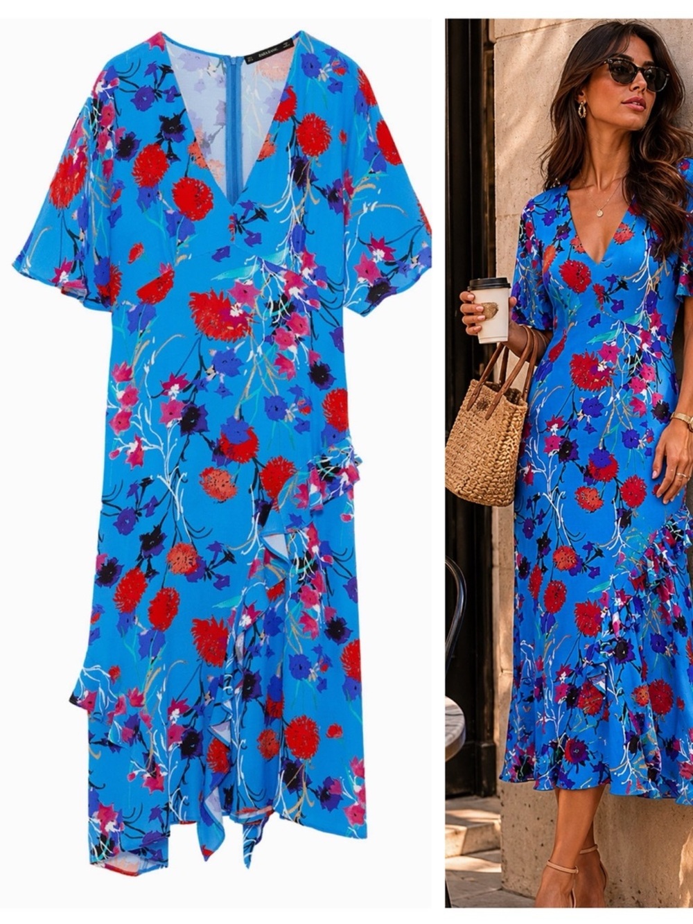 ZARA floral print summer midi dress